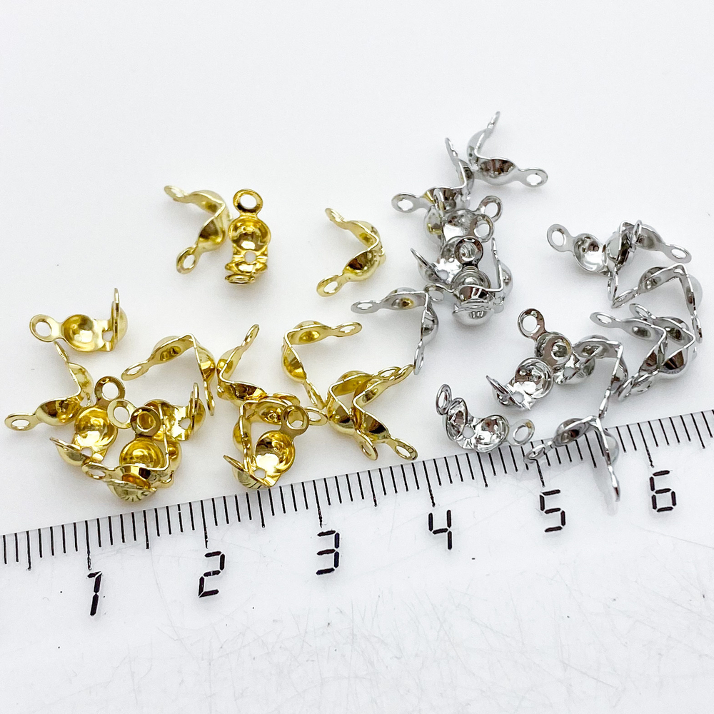 Каллоты, цвет серебро (родий), размер 7*4 мм, цена за 10 шт