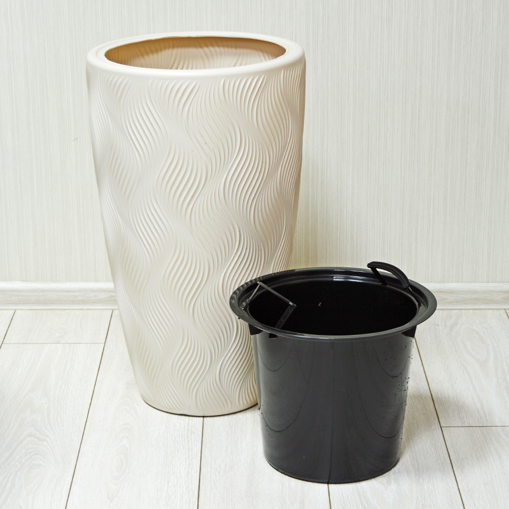 Кашпо Флэйм 42л, со вставкой 251*243мм (светло-бежевый)