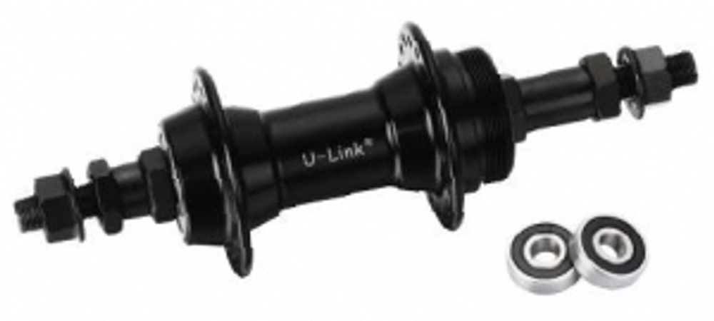 Втулка задняя алюминиевая 3/8"*14G*32H*135*170 на гайках, под трещотку, на промподшипн., черная GB-1