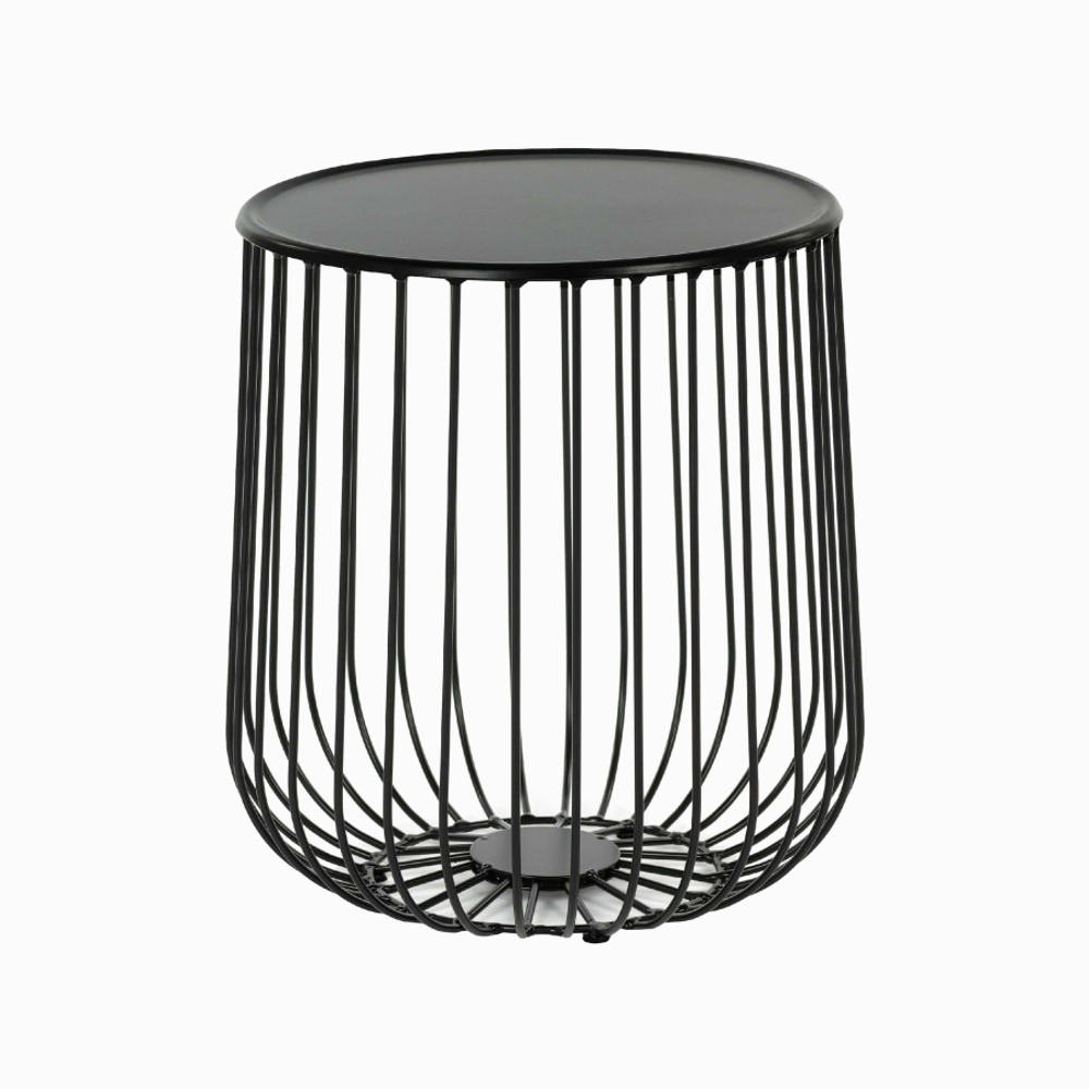 Кофейный столик Flat Cage диаметр 40 сталь, черный