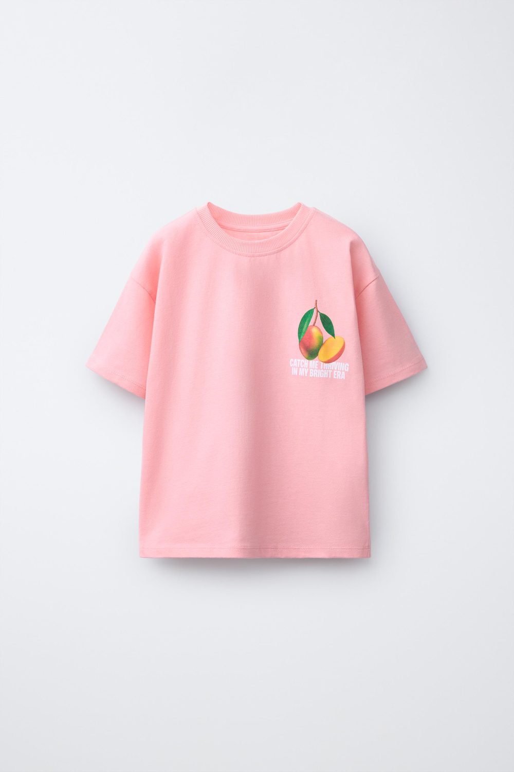 ZARA ФУТБОЛКА С ПРИНТОМ, РОЗОВЫЙ/БЕЛЫЙ