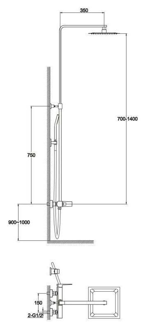 Душевая стойка BelBagno Arlie ARL-DOCM-CRM