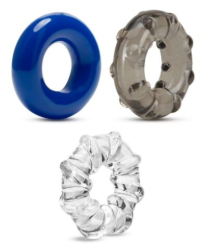 Набор из 3 эрекционных колец Triple Stretch 3 Pack Cock Rings (Цвет: разноцветный)