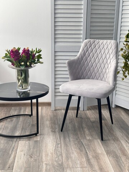 Стул М-City DISAUR Герман (Herman) Светло-серый Bm-4, Велюр, Черный каркас