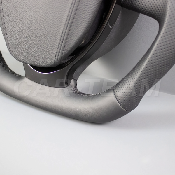 Руль анатомический "Black Edition" (ver. Pro) в экокоже на Лада Приора 2, Калина 2, Гранта в стиле Mercedes AMG