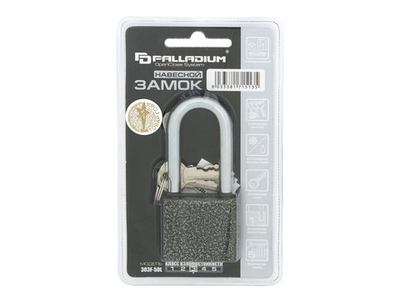 Замок навесной 303F-50L длин дуж, Полладиум (6)