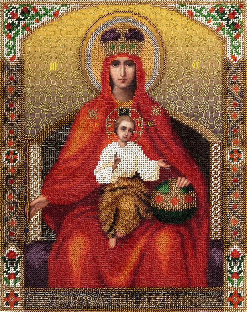 Набор для вышивания бисером Panna, Икона Божией Матери Державная, 25х30.5 см Набор для вышивания бисером Panna, Икона Божией Матери Державная, 25х30.5 см