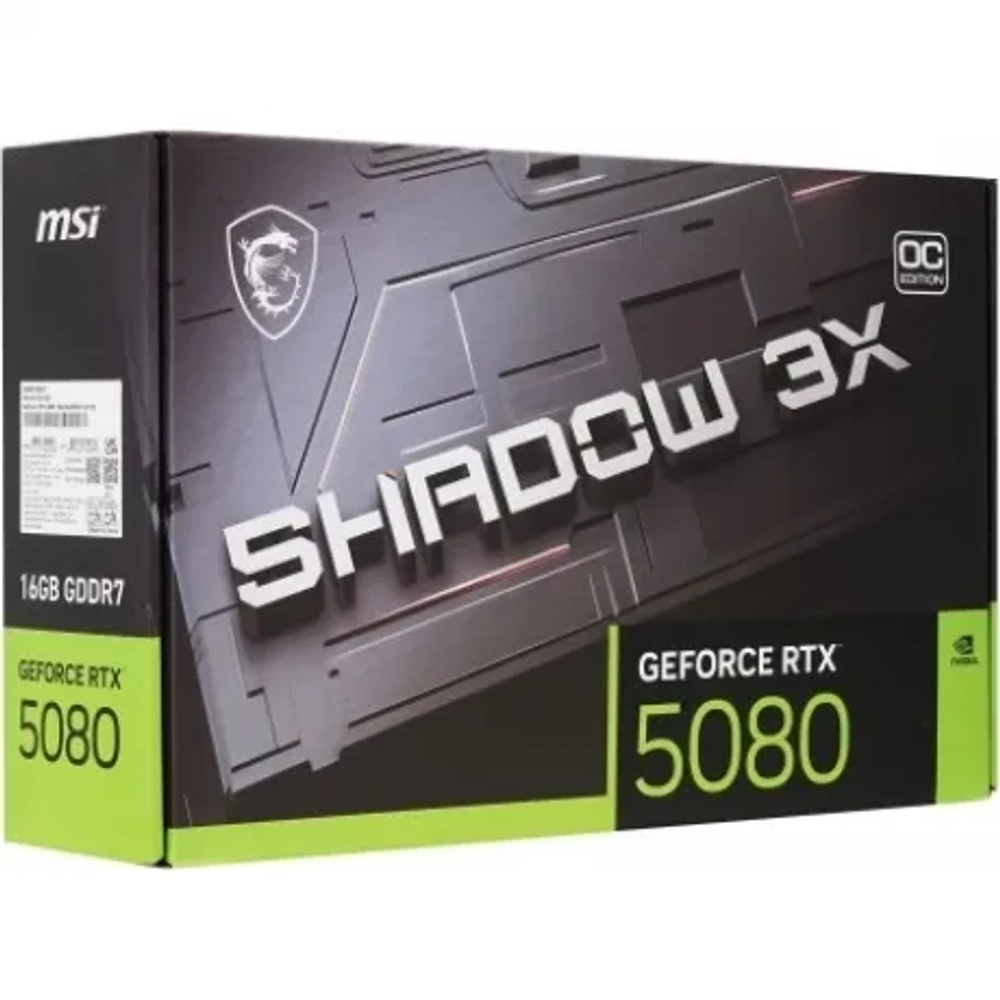 Видеокарта MSI RTX5080 SHADOW 3X OC 16GB GDDR7 256bit 3xDP HDMI 3FAN RTL