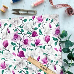 Ткань шелк Армани яркие цветы на искривлённых веточках