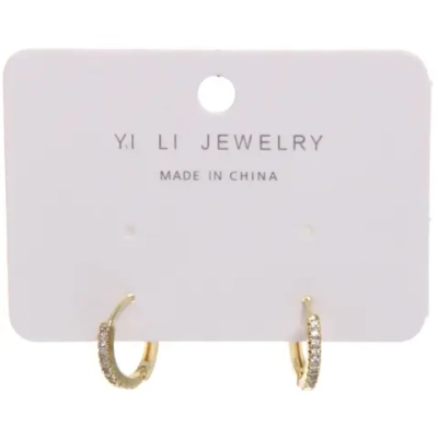 Серьги из гиппоалергенного металла со стразами «ПАЛУМНА», кольца, цвет золото и серебро, 1,2-dсм