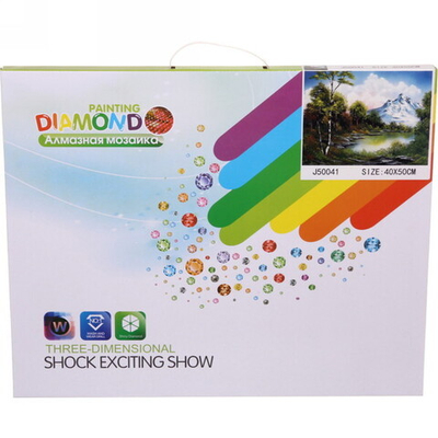 Алмазная мозаика 40*50см «Горы» с полным заполнением, напечатанной рамкой, на деревянном подрамнике J50041