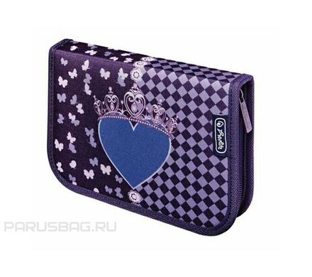 Пенал 1 отделение 190*130 Herlitz Girls mix I Корона, откидная планка, ткань