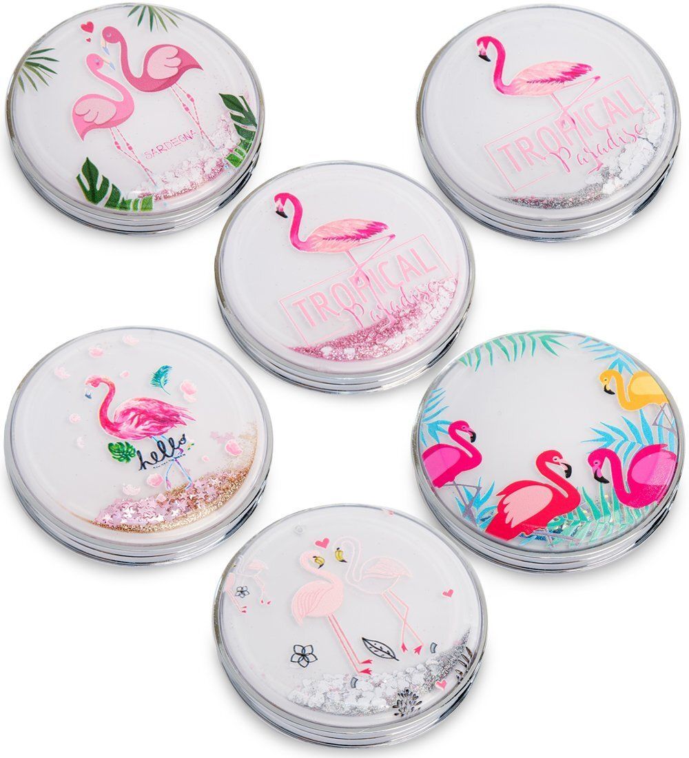 WW-110 Зеркало круглое с плавающими блестками «Розовый фламинго» в асс.