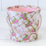 Коробка Ваза для цветов 15х13 см "Цветы" с ручкой (Розовый)