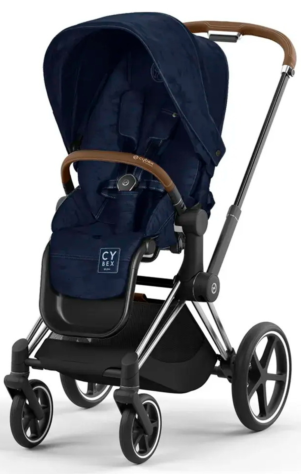 Коляска Cybex Priam IV Fashion Collections Rebellious Luxury Denim Blue 2 в 1 Chrome Brown