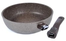 Сотейник TimA Art granit induction AТI-2024, 24 см, съемная ручка, коричневый