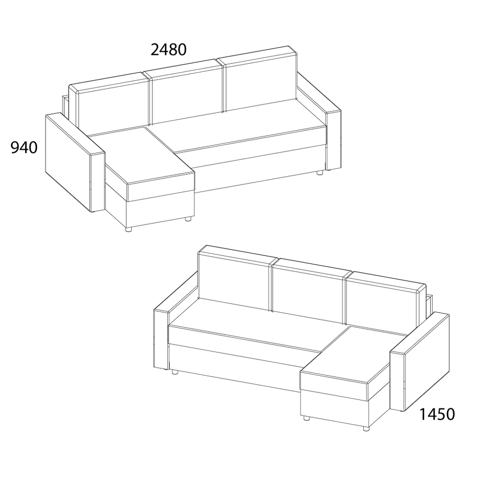 МЯГКАЯ МЕБЕЛЬ, Диван угловой CARMEN. Цвет SIMPLE 44