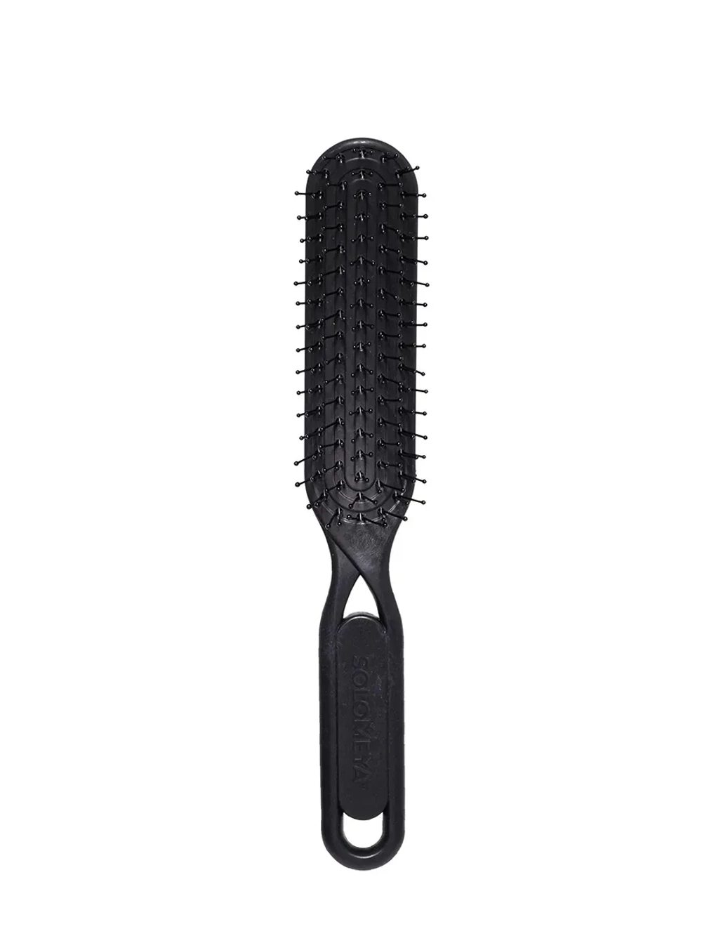 [Solomeya] Био-расческа для распутывания сухих и влажных волос ЧЕРНАЯ Detangler Hairbrush For Wet & Dry Hair Black Aesthetic, 1шт
