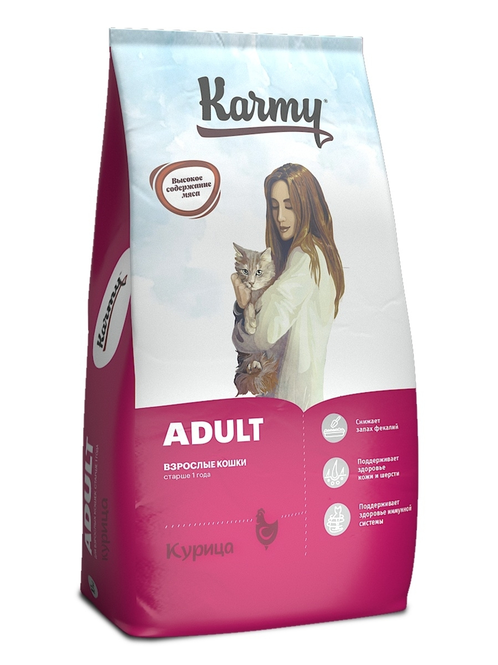 Сухой корм Karmy Adult для взрослых кошек, курица, 10 кг