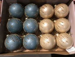 Набор шаров 12шт 8см House of Seasons голубой/кремовый в ассортименте 2 вида