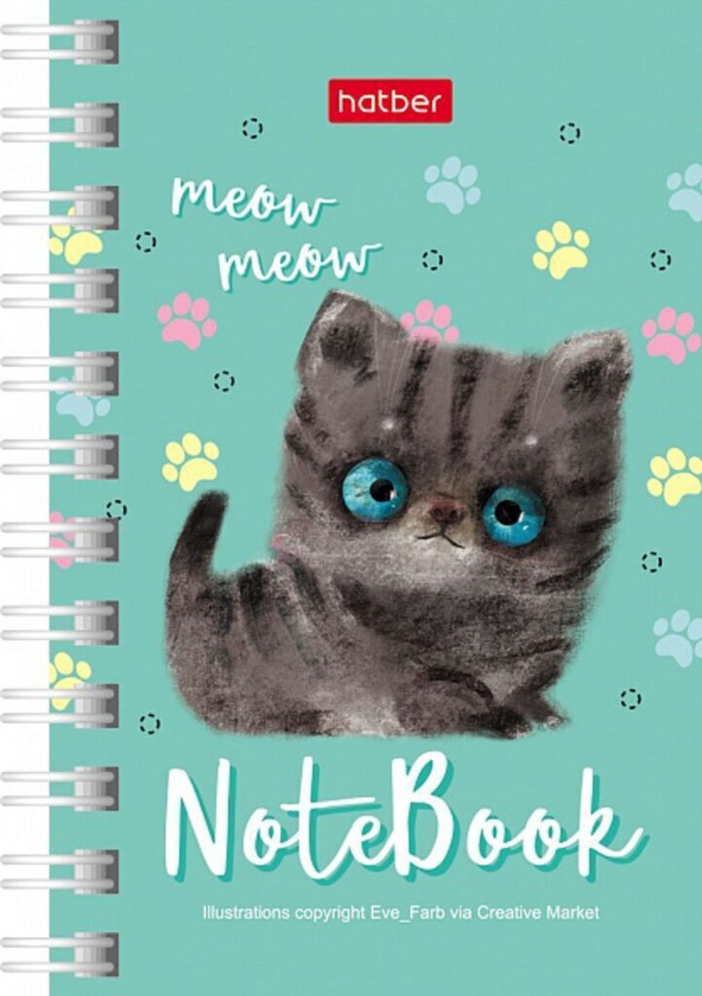 Блокнот А7, 40л, на гребне, клетка, Хатбер Кошарики