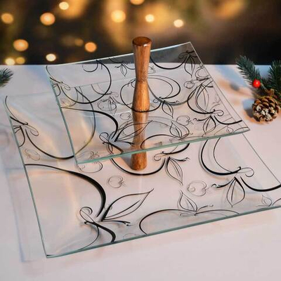 Фруктовница 2-х ярусная "Шафран" черная, Э20-3,5