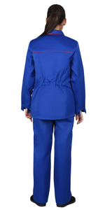 Костюм СИРИУС-ЗОЛУШКА женский, куртка, брюки, васильковый с красной отделкой