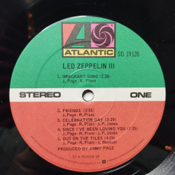 Винтажная виниловая пластинка LP Led Zeppelin III (USA 1975)