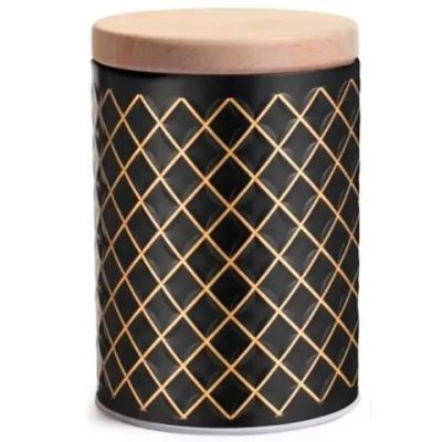 Банка жестяная Classico Nero для сыпучих продуктов, 0,8 л, круглая, с крышкой