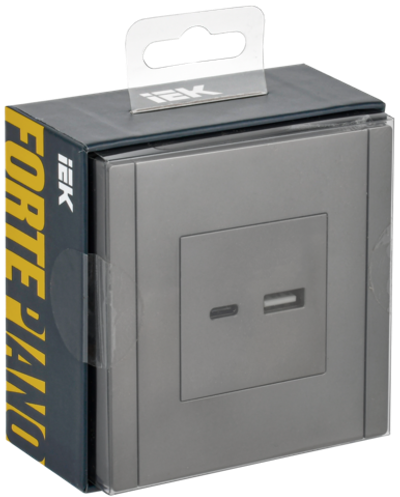 FORTE&PIANO Розетка USB A+C 3,1А FP550 сталь IEK
