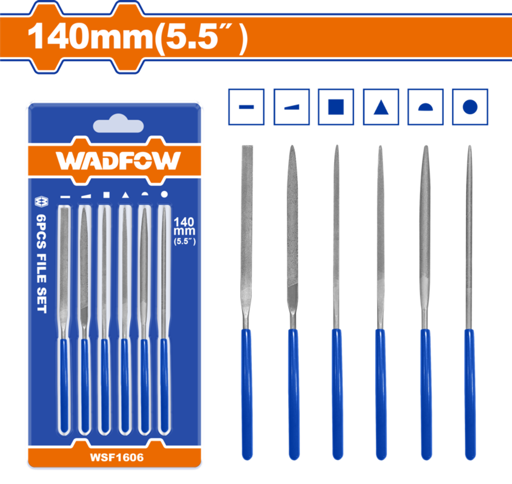 Набор надфилей 140 мм, 6 шт (25/200) WADFOW WSF1606