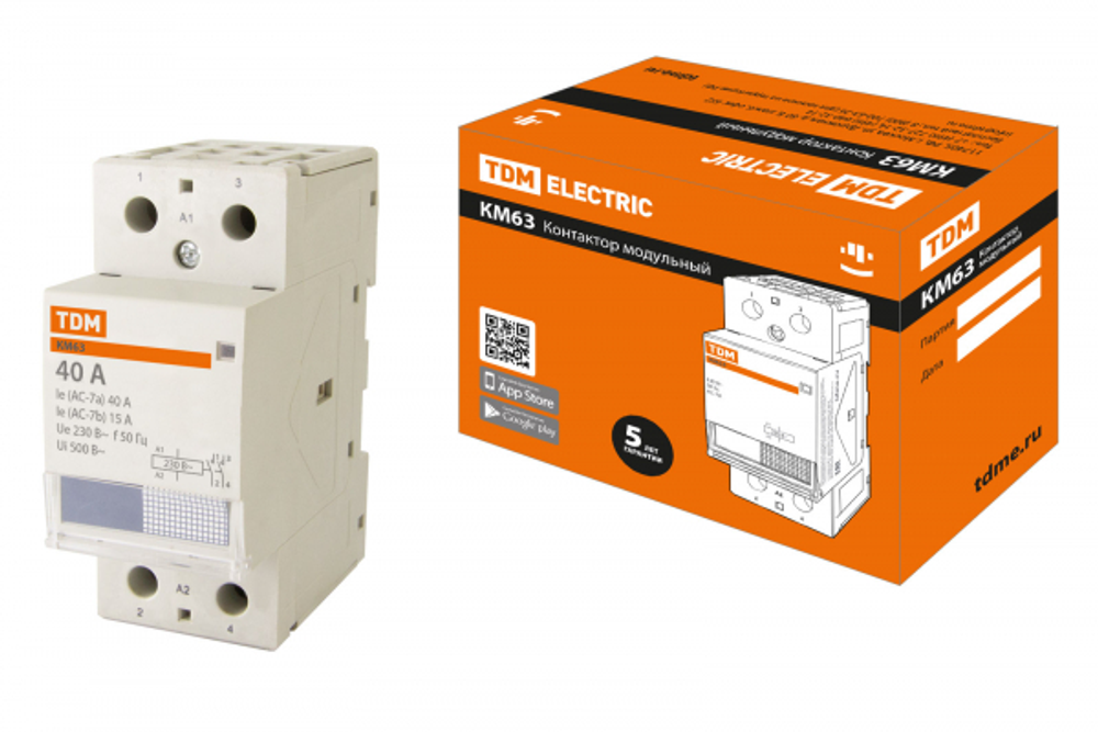 Контактор модульный 40А 230В 2НО AC КМ63/2-40 SQ0213-0004 TDM