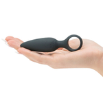 Черная анальная втулка 11,4см с кольцом на основании Fifty Shades of Grey Something Forbidden Silicone Butt Plug