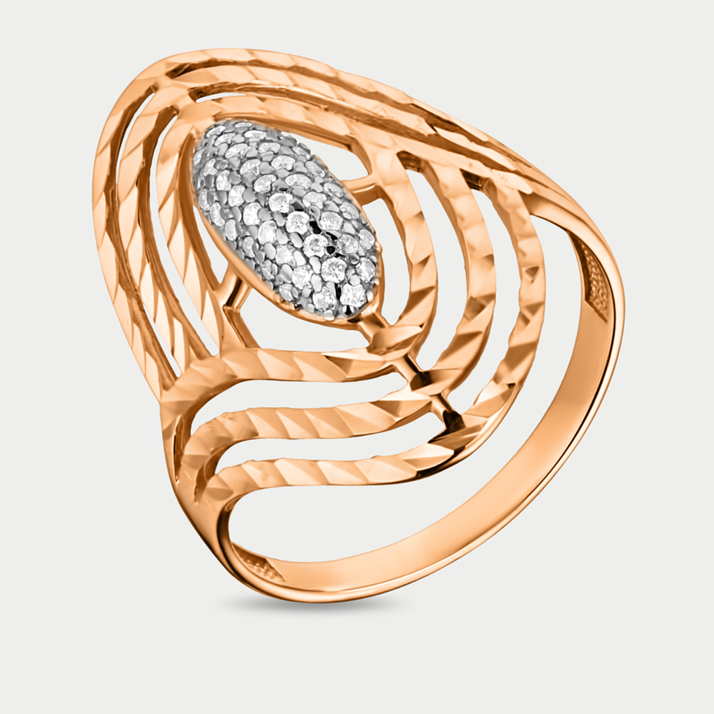 Кольцо женское из розового золота 585 пробы с фианитами (арт.10658А)