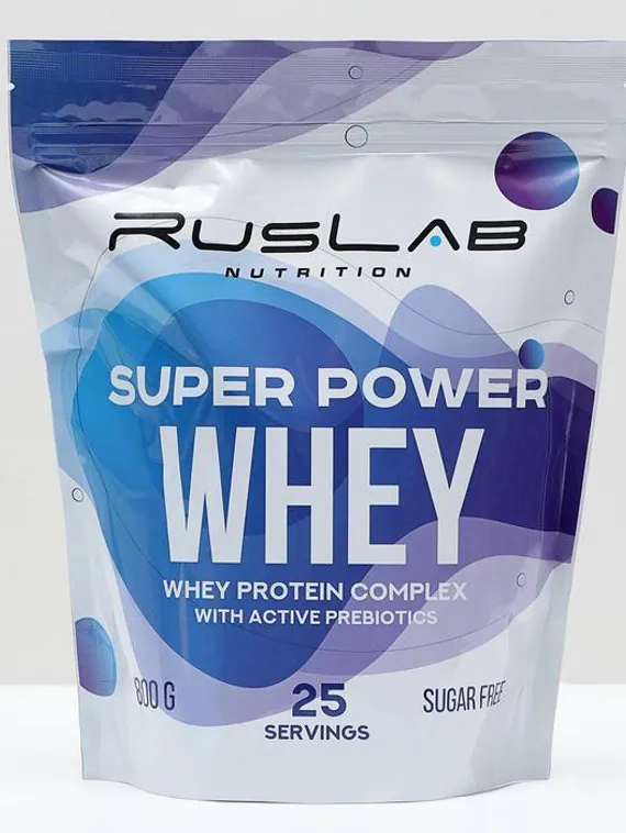 Протеин RusLabNutrition Super Power Whey Клубника со сливками, спортивное питание, 800 г