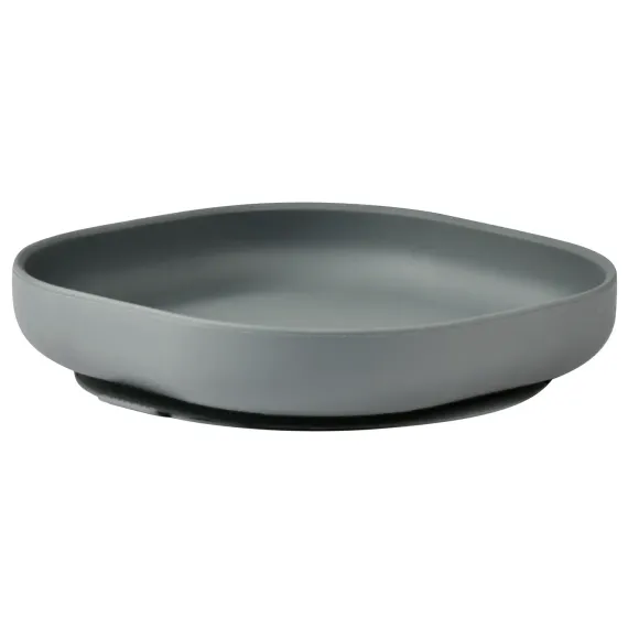 Тарелка из силикона Beaba Silicone Plate With Suction Cup Mineral Grey