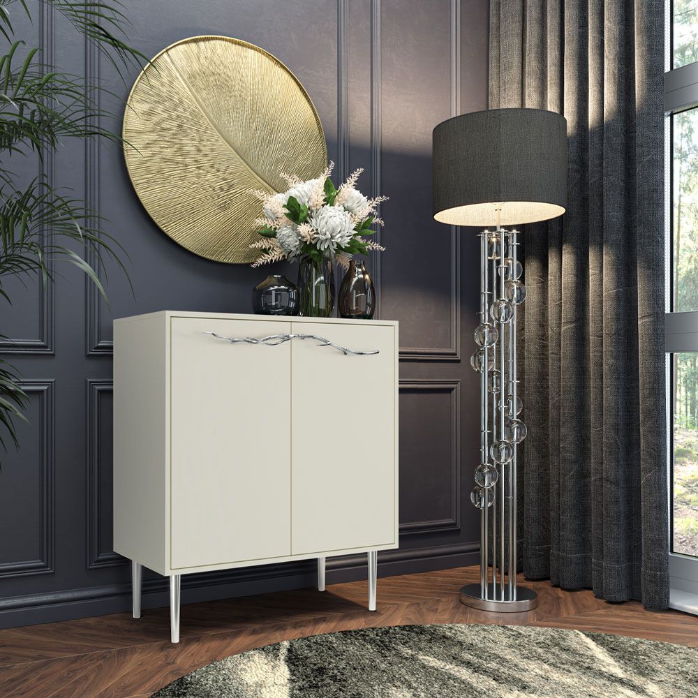 Комод Арт Колор matte Стайл Сильвер с 2 полками Кремовый белый матовый