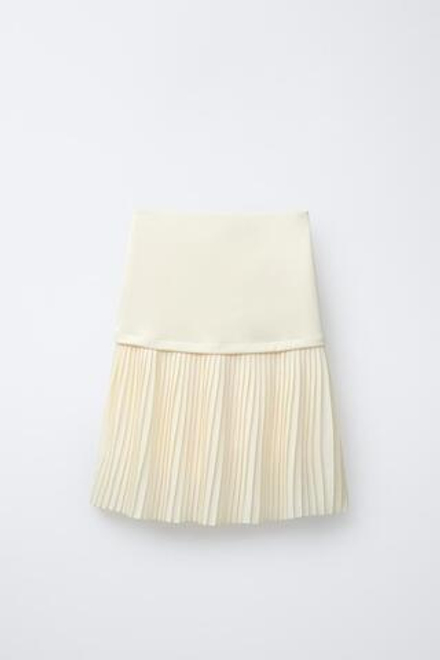 ZARA ПЛИССИРОВАННАЯ ЮБКА МИДИ, СВЕТЛО-ЖЕЛТЫЙ