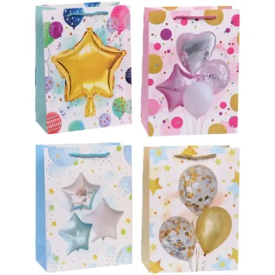 Пакет подарочный «Воздушные шары» 18*24*8,5 см, микс