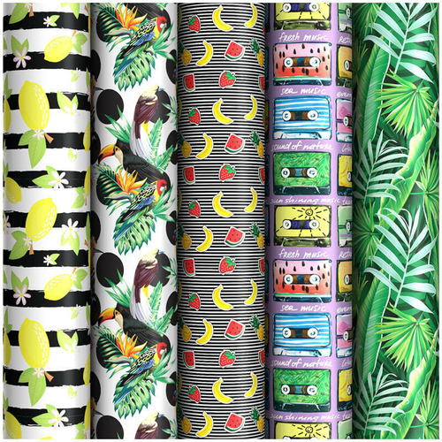 Упаковочная бумага глянц. 70*100см, ArtSpace "Summer mood", 1 лист, 70г/м2, ассорти 5 дизайнов