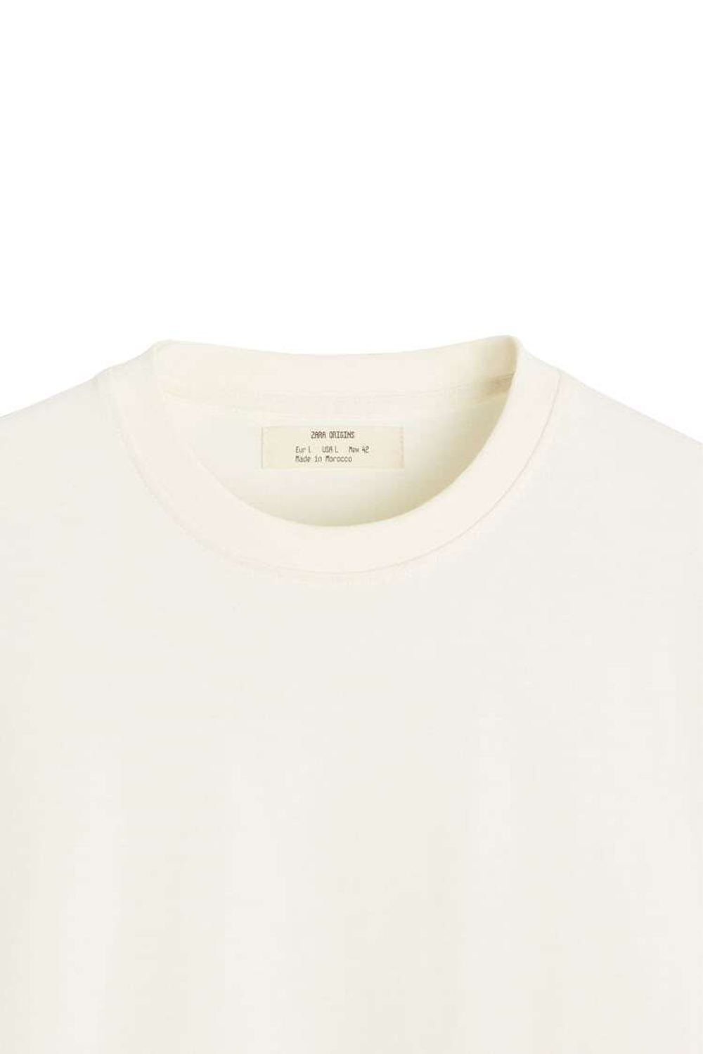 ZARA ФУТБОЛКА ИЗ ПЛОТНОЙ ТКАНИ, ЭКРЮ