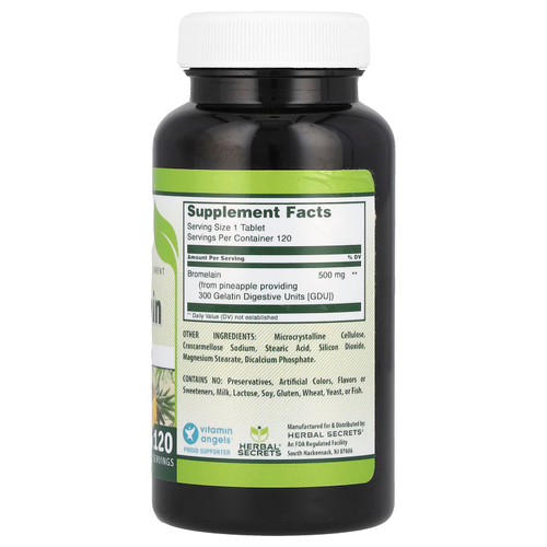 Herbal Secrets, Бромелаин, 500 мг, 120 таблеток
