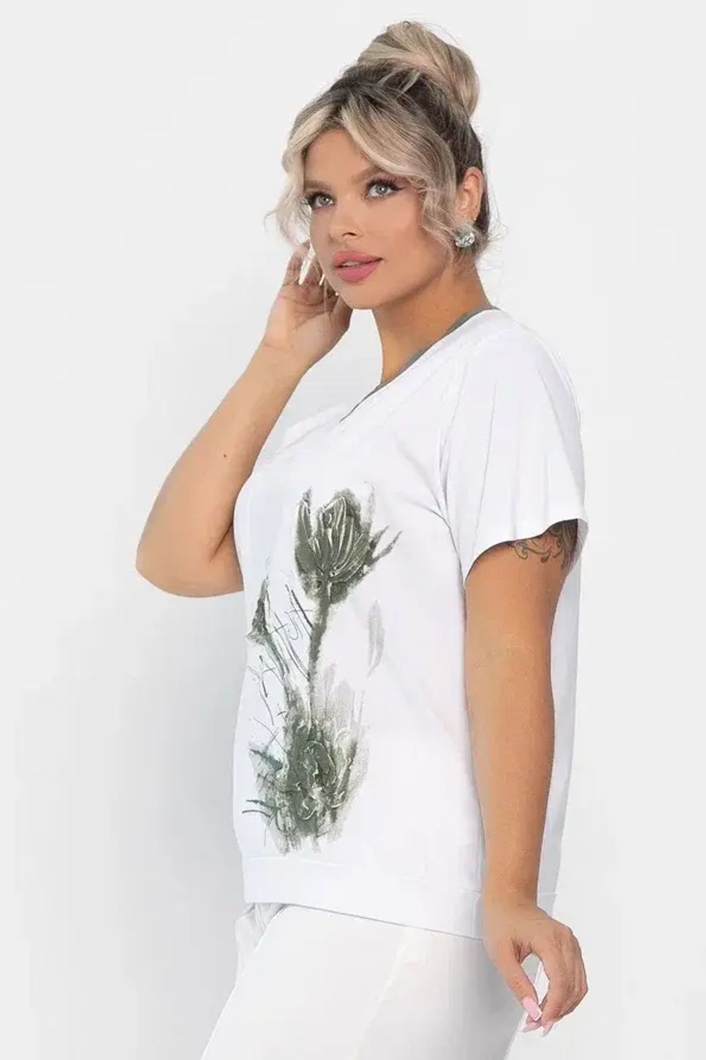 Блуза Лотус НЬЮ (белая/хаки) Б13976-20М LT Collection