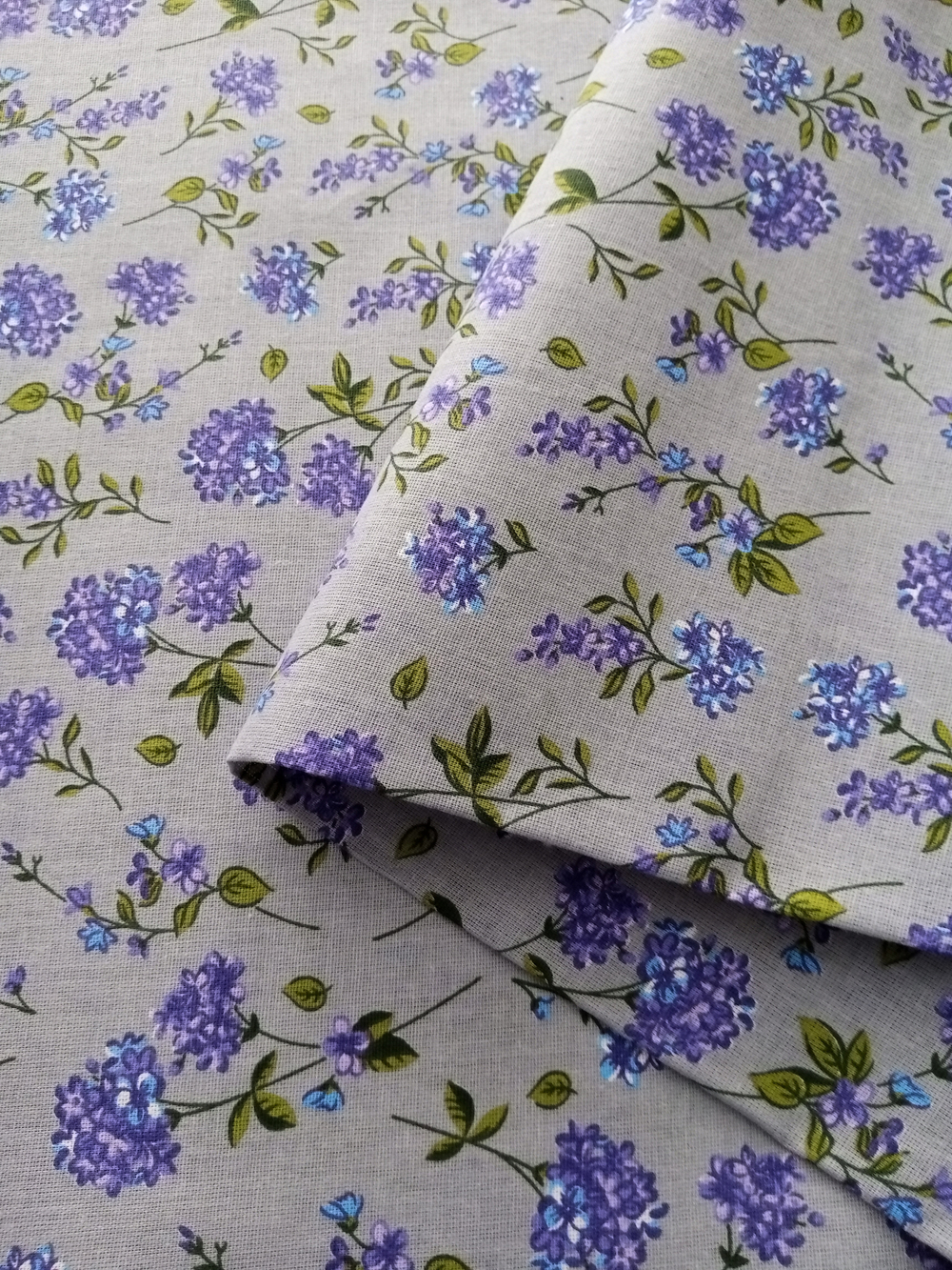 Ткань бязь плательная, рис. "Сирень", ширина 150 см, арт. 772