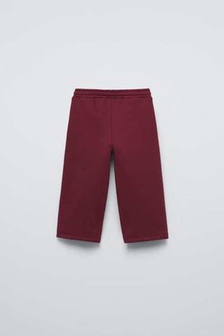 ZARA БРЮКИ С ШИРОКИМИ ШТАНИНАМИ И РЕЛЬЕФНЫМ УЗОРОМ, ЦВЕТ БУРГУНДСКОГО ВИНА