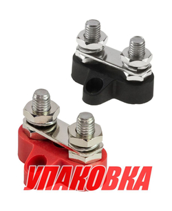 Клемма-штифт двойная с перемычкой, M8, красная/черная (упаковка из 32 шт.)