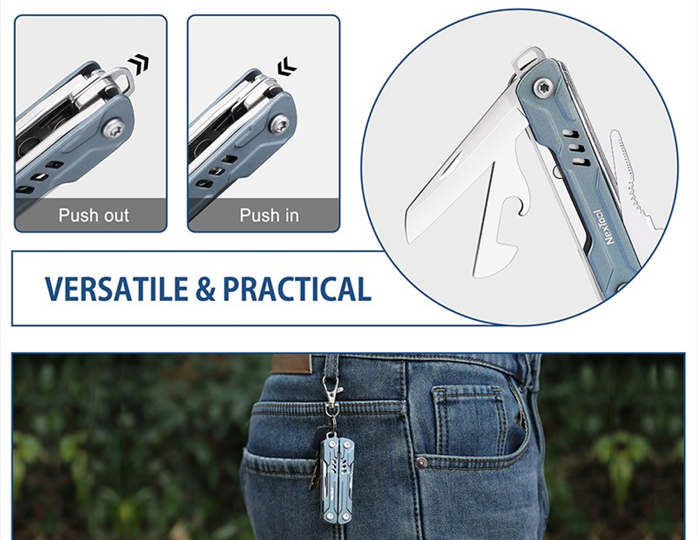 Мультитул Nextool Mini Sailor, серый, 10 функций (NE20156)