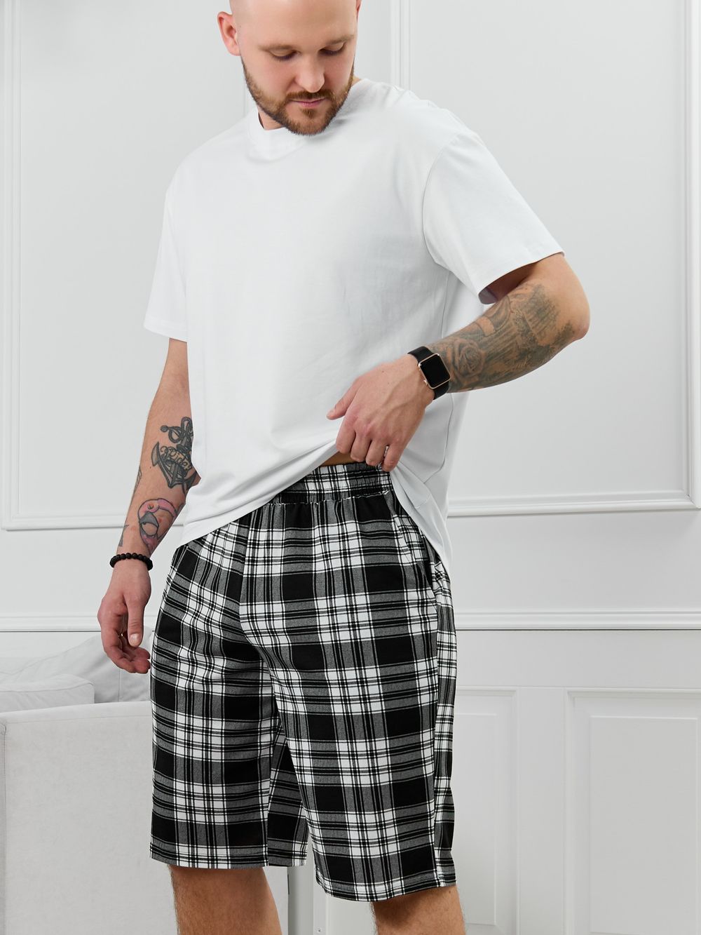 Шорты мужские Тор-2.1 Виотекс КЛЕТКА ЧЕРНАЯ