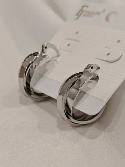Серьги Fallon «Тройные кольца» Silver