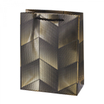 Пакет подарочный бумажный Alingar, (L+) 26х32х10 см, вертикальный, "Золото на черном", матов. ламинация, тиснение, ассорти